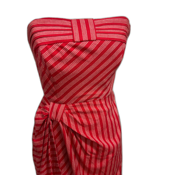 Anthropologie Lil Blazing Rays Red Striped Wrap Dress Sz 0 Classic Retro Preppy - Picture 2 of 9